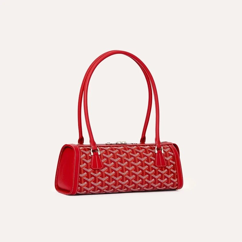Unbranded Handbags Cylindrical baguette handbag with chevron pattern — Red