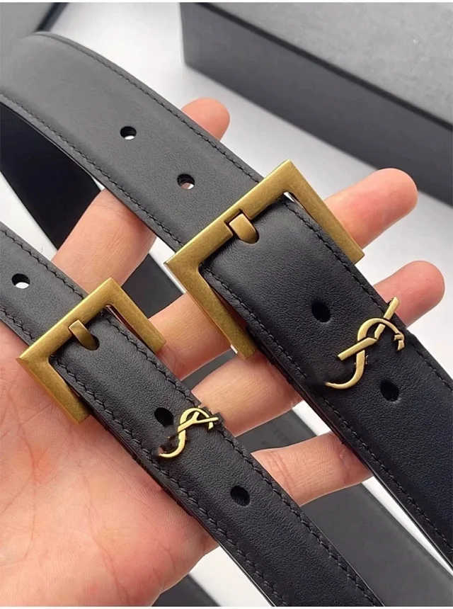 Saint Laurent Belts YSL Monogram Buckle Leather Belt product detail image 7