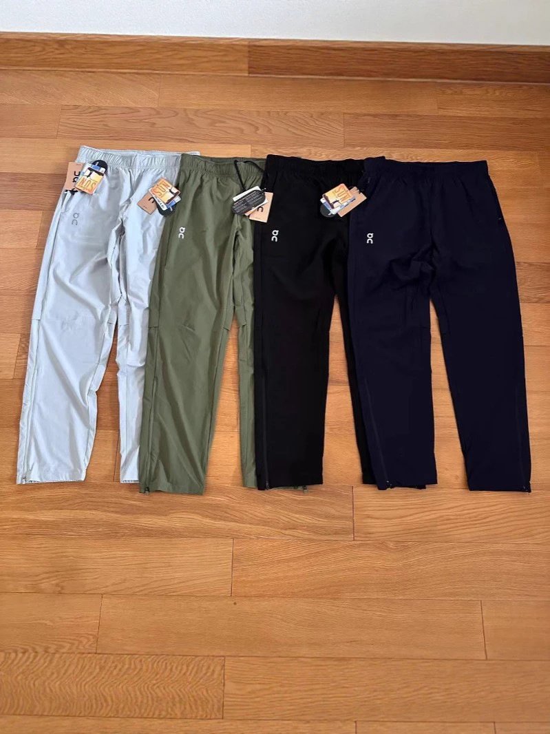 On Trousers Elastic-Waist Running with Reflective Knee Strips — Beige