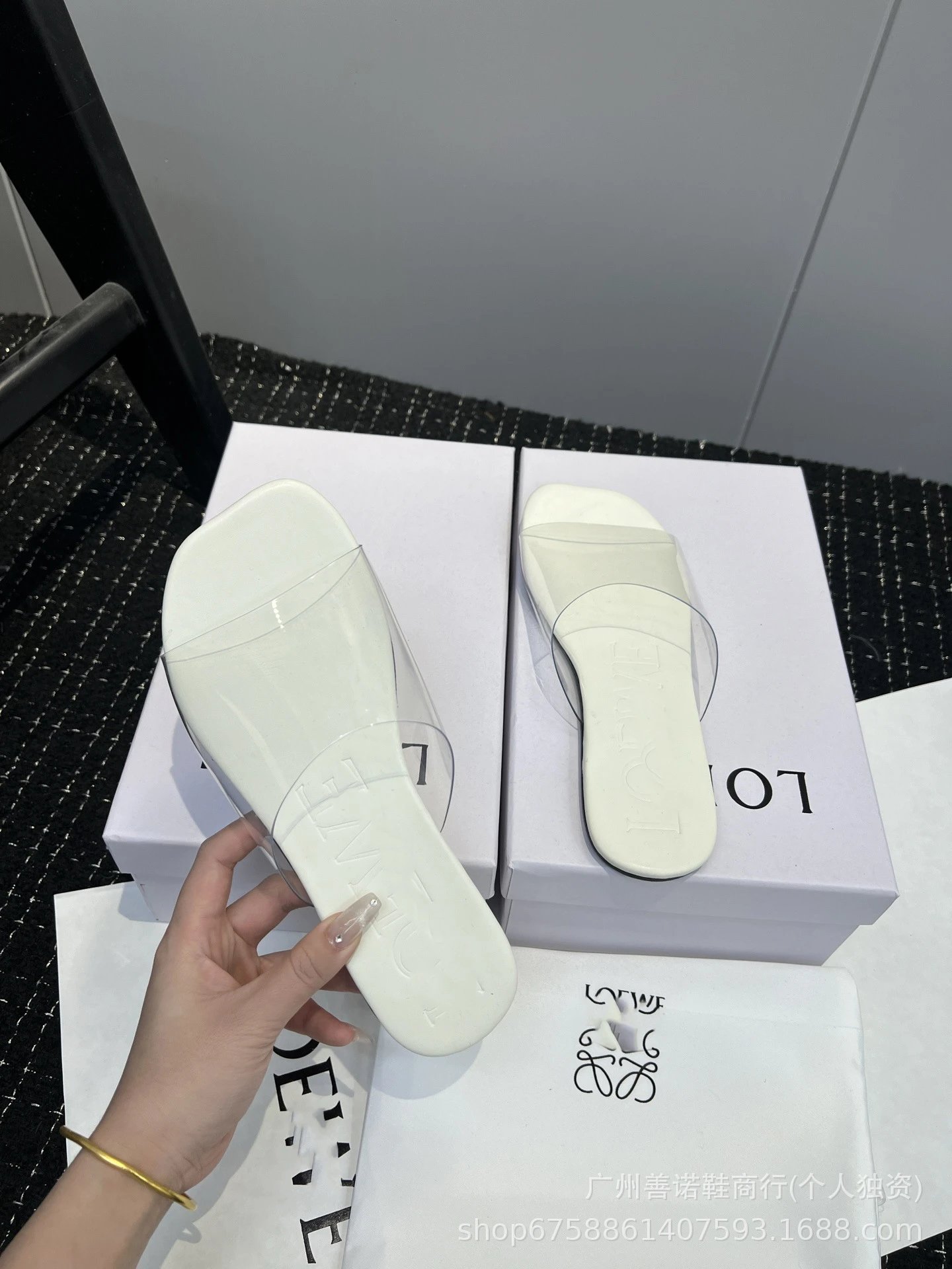 Loewe Sandals Anagram Cutout Slide — white