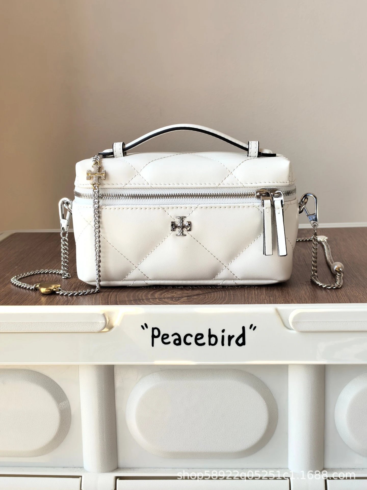 Tory Burch Crossbody Bags Quilted top-handle chain bag with double-zip closure — New white version