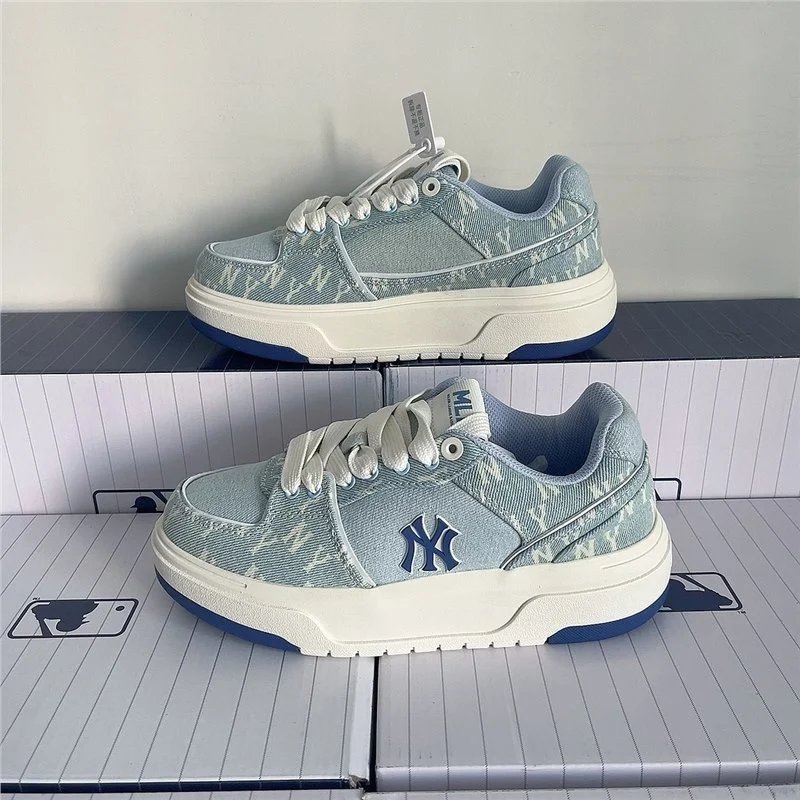 MLB Sneakers Low-Top Platform with NY Logo — Denim Lake Blue