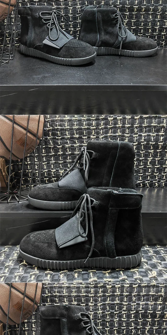Unbranded Boots High-top suede lace-up with wide vamp strap and ribbed sole product detail image 4