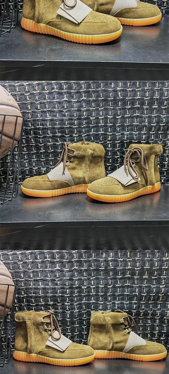 Unbranded Boots High-top suede lace-up with wide vamp strap and ribbed sole product detail image 9