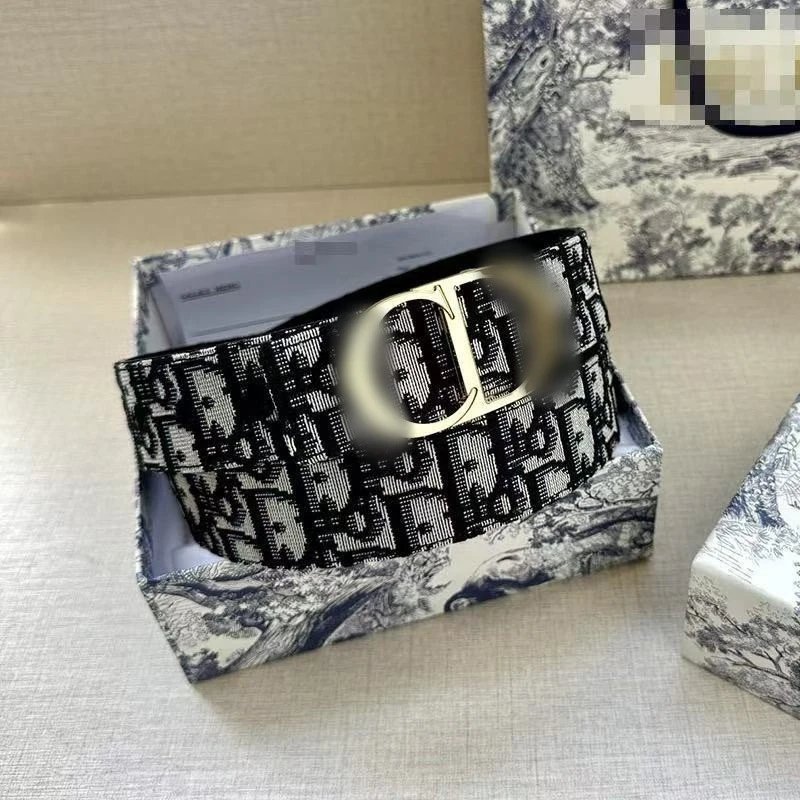 Unbranded Belts Monogram-pattern buckle belt — Black blue with gold buckle