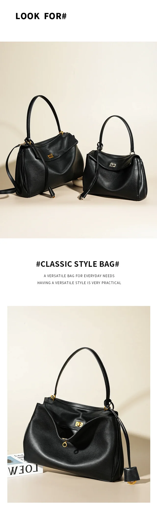 Unbranded Handbags Top-handle handbag with flap and turn-lock closure product detail image 7