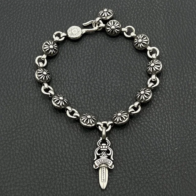 Chrome Hearts Jewelry 925 Silver Chain Bracelet with Cross and Floral Motifs product detail image 10