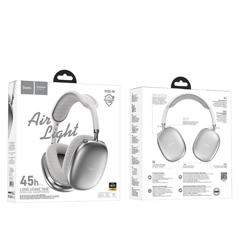 BOROFONE Headphones BO22 Wireless Bluetooth Over-Ear — W 35 Air Silver [with packaging】