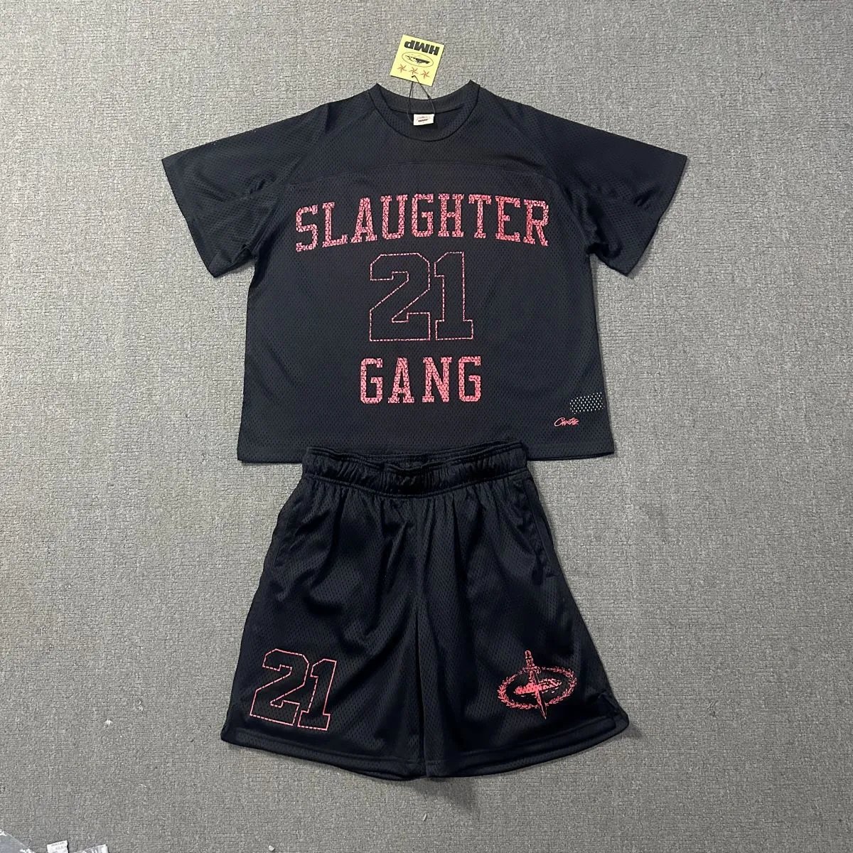 Corteiz Shorts Alcatraz logo print — 5115 Black (a set)