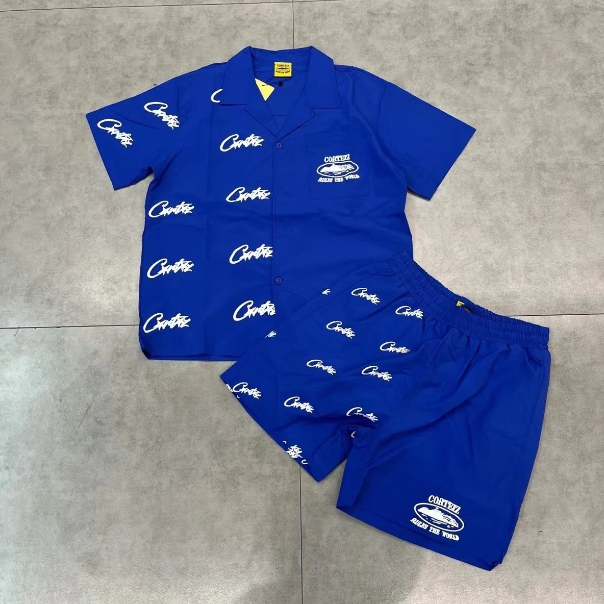 Corteiz Shorts Alcatraz logo print — 1190 Blue (a set)