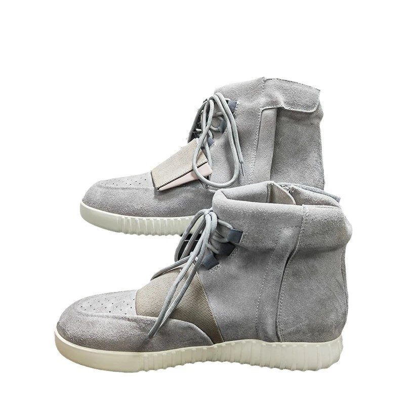 Unbranded Boots High-top suede lace-up with wide vamp strap and ribbed sole image 5