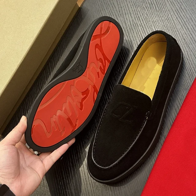 Christian Louboutin Casual Shoes Suede penny loafers with red soles product detail image 1