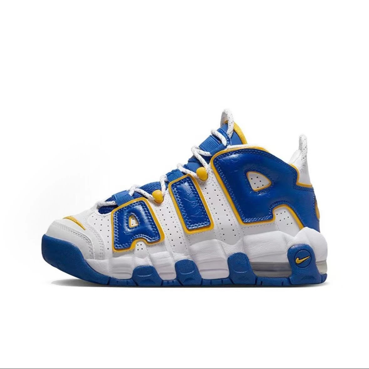 Nike Sneakers Air More Uptempo — White, blue, and yellow