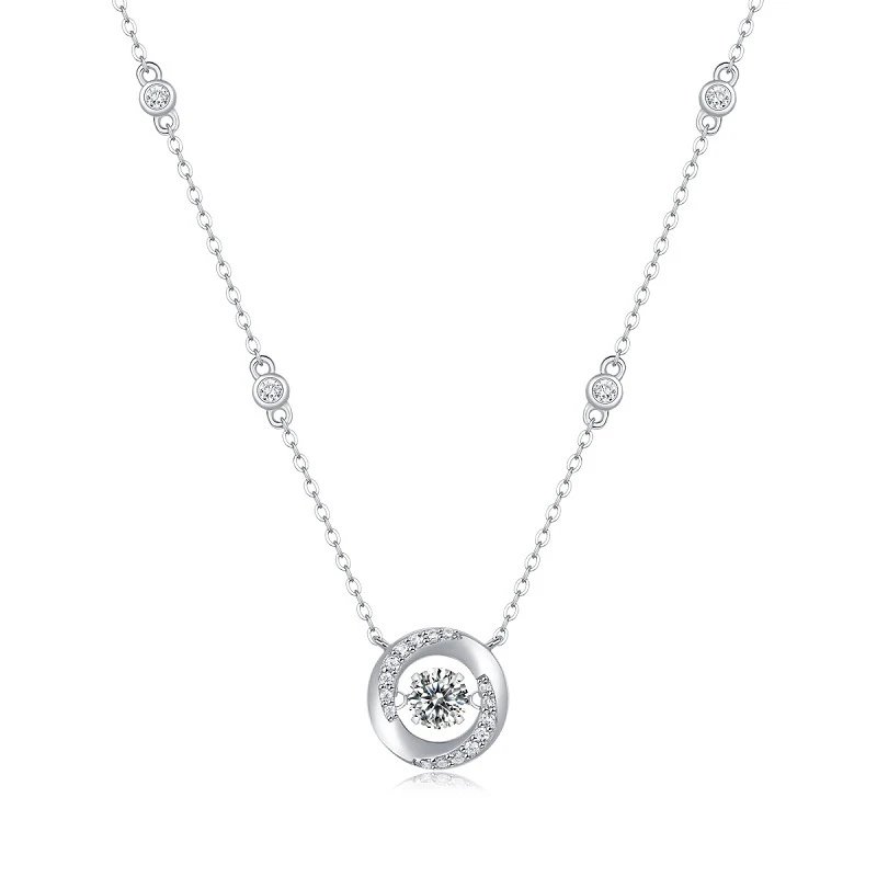 Unbranded Jewelry Moissanite Pendant Necklace — (S 925 Sterling Silver Mossam SN 12873-50 mm/50 points