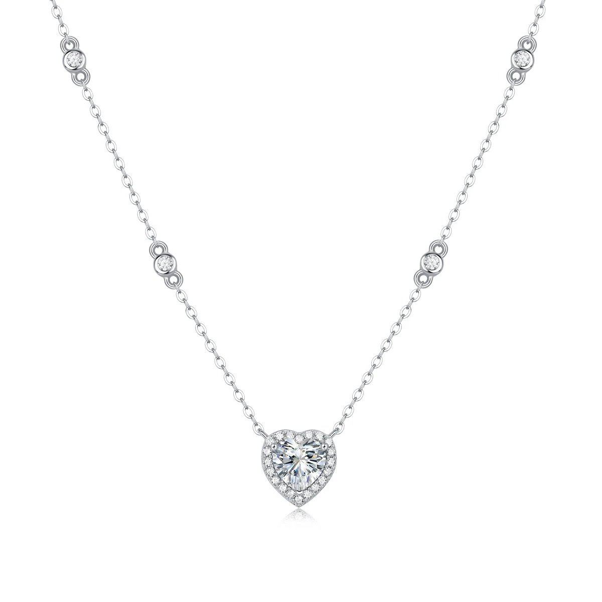Unbranded Jewelry Moissanite Pendant Necklace — (S 925 Sterling Silver Mossam SN 12805-65/1 Carat/6.5 mm