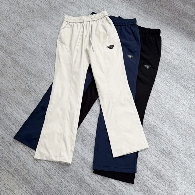 Prada Trousers Elastic-waist drawstring with triangular logo plaque product detail image 1