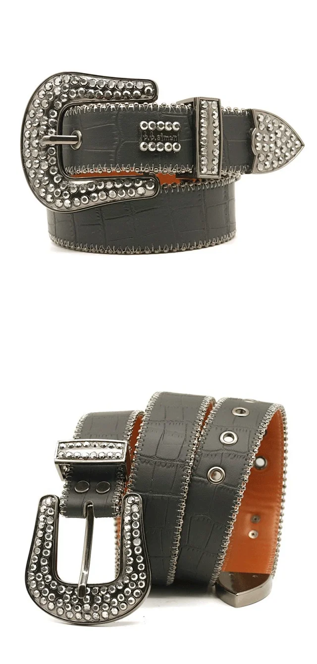 B.B. Simon Belts Rhinestone Buckle Croc-Embossed Belt product detail image 5