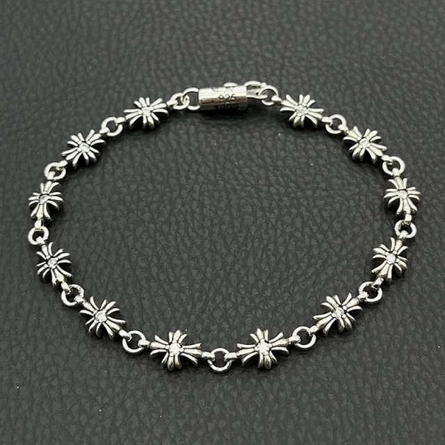 Chrome Hearts Jewelry 925 Silver Chain Bracelet with Cross and Floral Motifs product detail image 8