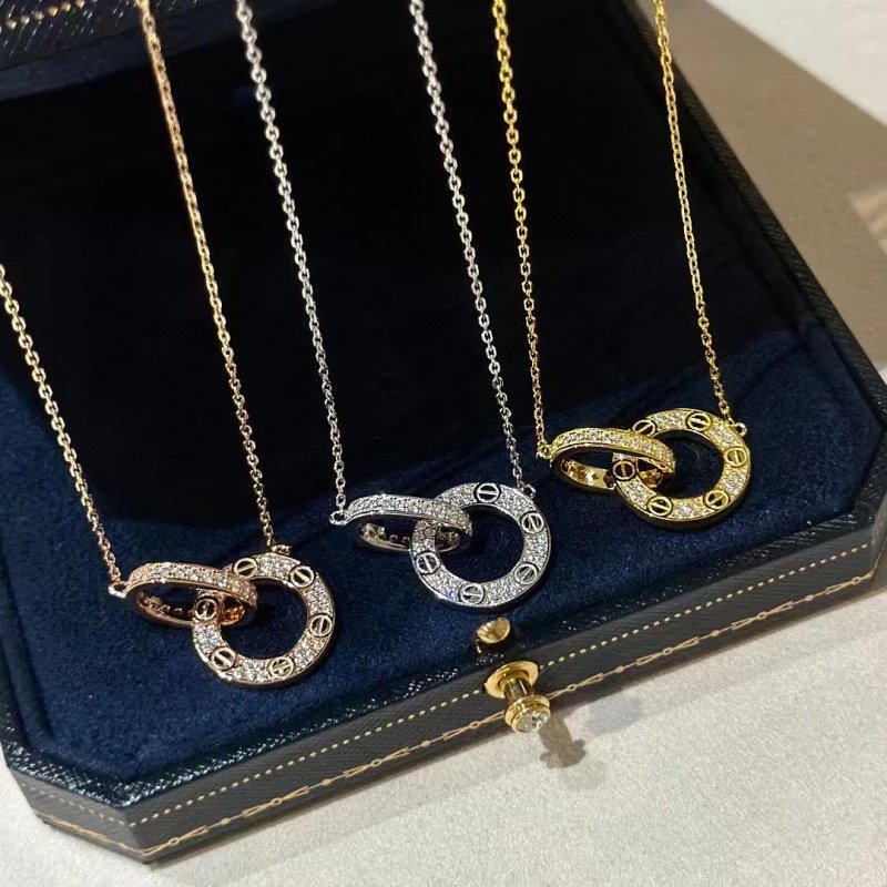 Unbranded Jewelry Interlocking Ring Pendant Necklace image 3