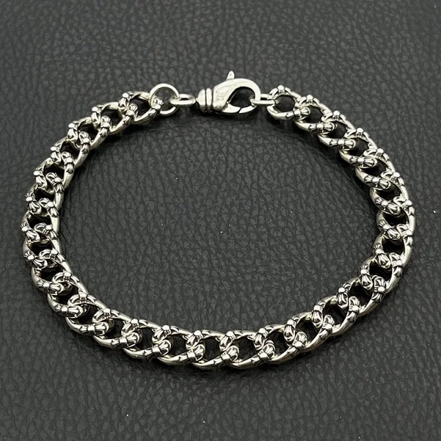 Chrome Hearts Jewelry 925 Silver Chain Bracelet with Cross and Floral Motifs product detail image 15