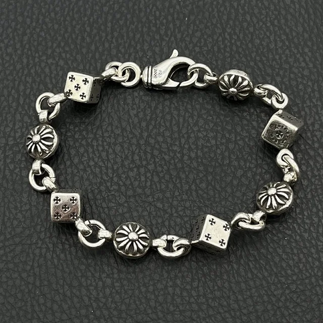 Chrome Hearts Jewelry 925 Silver Chain Bracelet with Cross and Floral Motifs product detail image 17