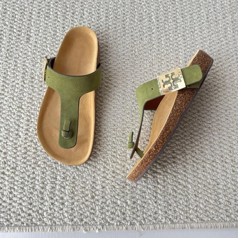 Tory Burch Sandals Buckle Thong — Green