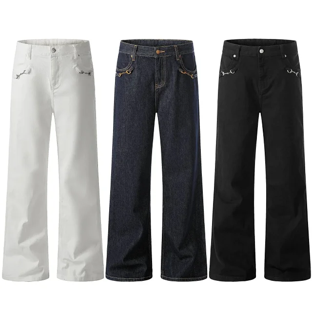 Unbranded Jeans K5621 bootcut with metal horsebit pocket details product detail image 1
