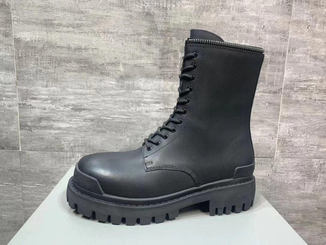 Unbranded Boots Lace-Up Ankle with Lug Soles — All black leather surface