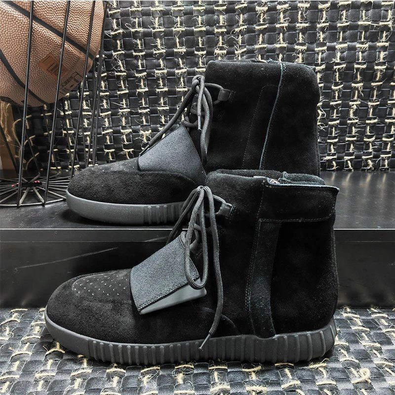 Unbranded Boots High-top suede lace-up with wide vamp strap and ribbed sole image 2