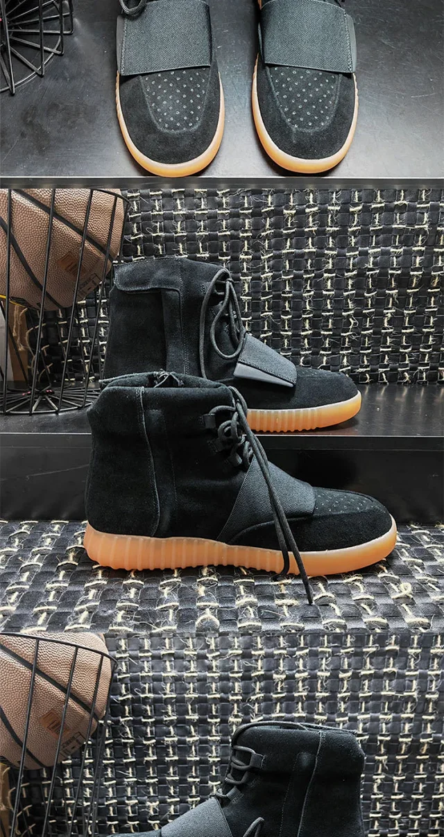 Unbranded Boots High-top suede lace-up with wide vamp strap and ribbed sole product detail image 7