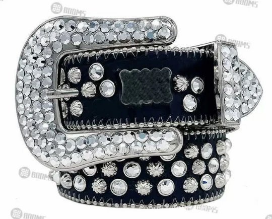 b.b. Simon Belts Rhinestone-studded belt with oversized buckle — Black 2