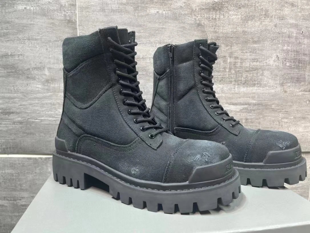 Unbranded Boots Lace-Up Ankle with Lug Soles — black denim