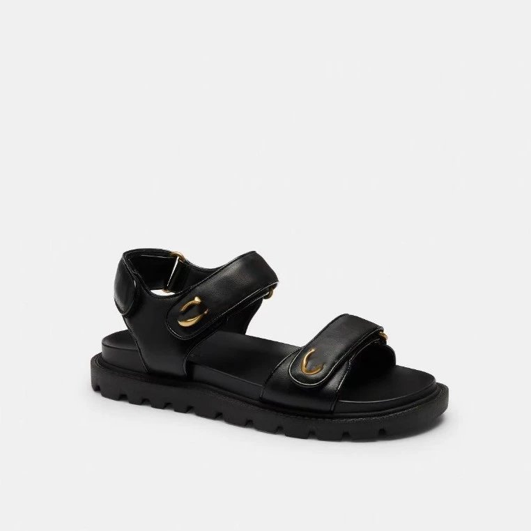 Coach Slippers Logo-pattern slide with lug sole — Black