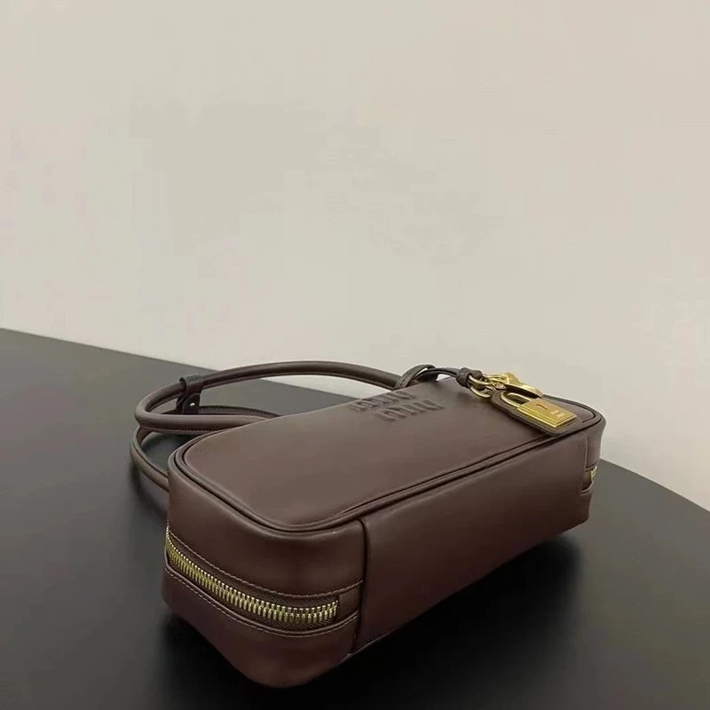 Miu Handbags Long-Handle Bowling Bag with Padlock Charms image 3
