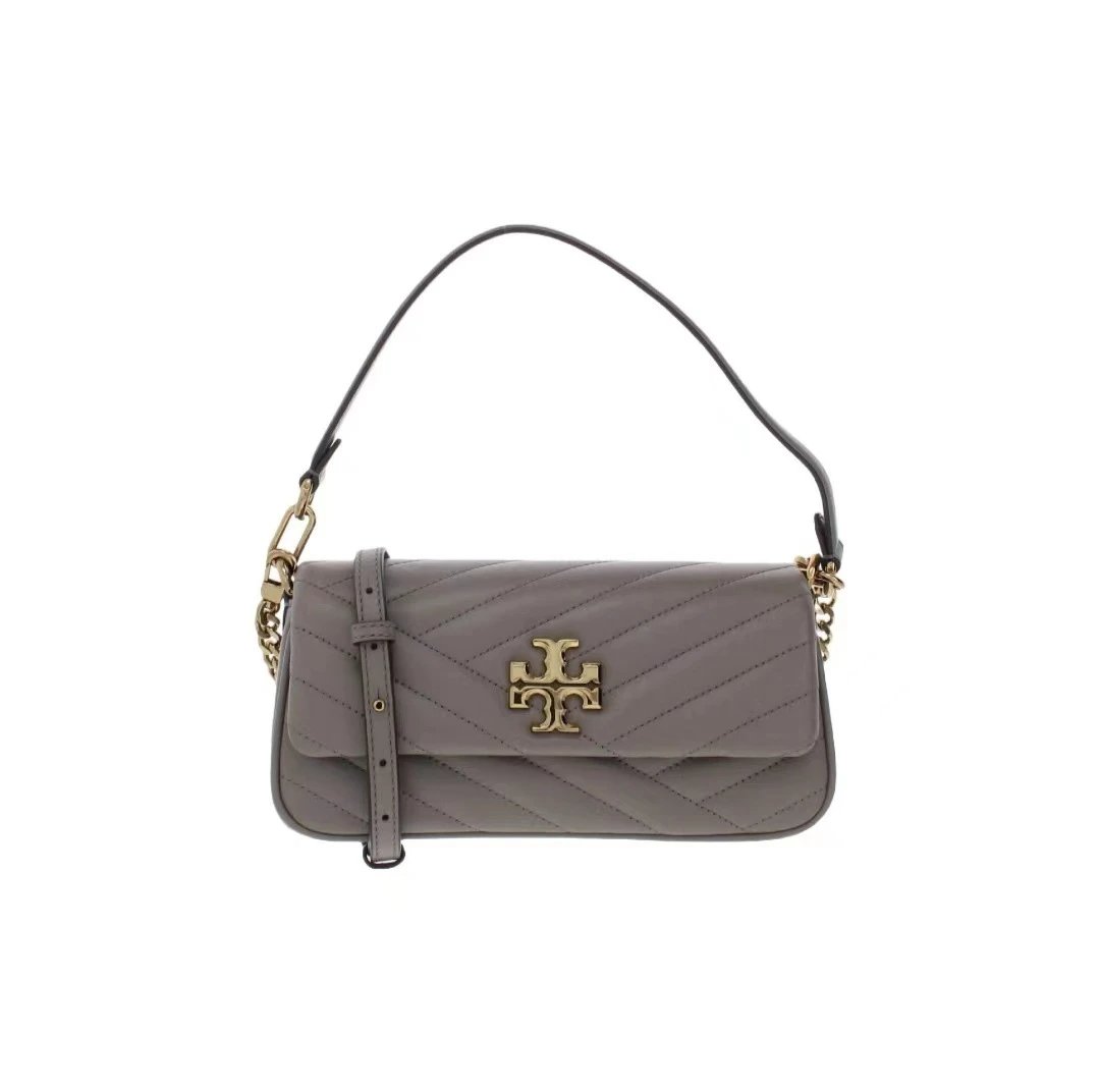 Tory Burch Shoulder Bags Kira Quilted Baguette — Gray (gift box packaging)