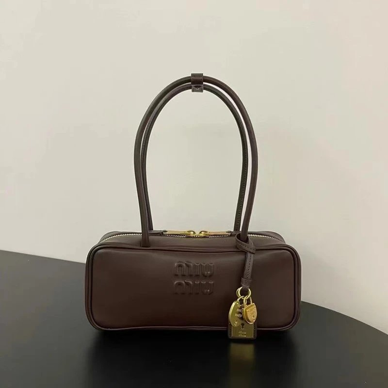 Miu Handbags Long-Handle Bowling Bag with Padlock Charms image 2
