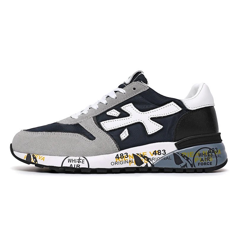 Premiata Sneakers Mick low-top graphic-sole — you rich rice gray blue white