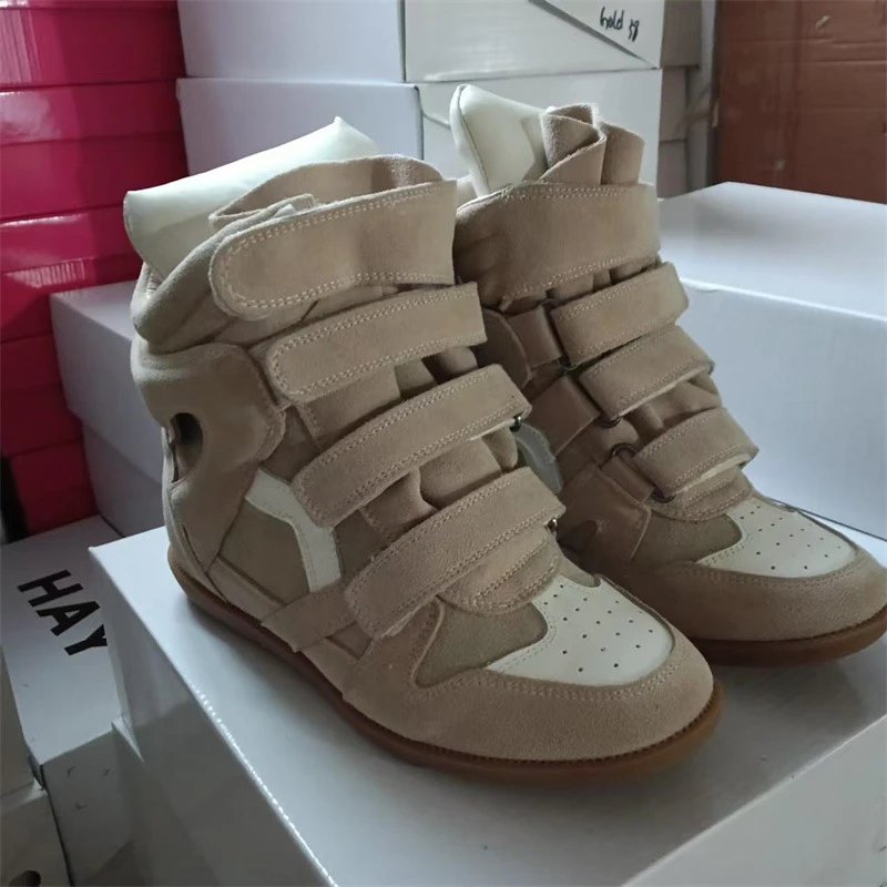 Isabel Marant Sneakers Bekett Hidden-Wedge High-Top Strap — Champagne color