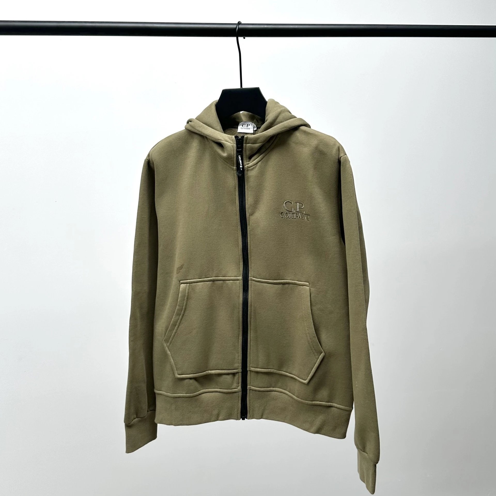C.P. Company Hoodies & Sweatshirts Zip-up hooded sweatshirt with embroidered logo and split kangaroo pockets — army green