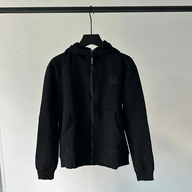 C.P. Company Hoodies & Sweatshirts Zip-up hooded sweatshirt with embroidered logo and split kangaroo pockets product detail image 3