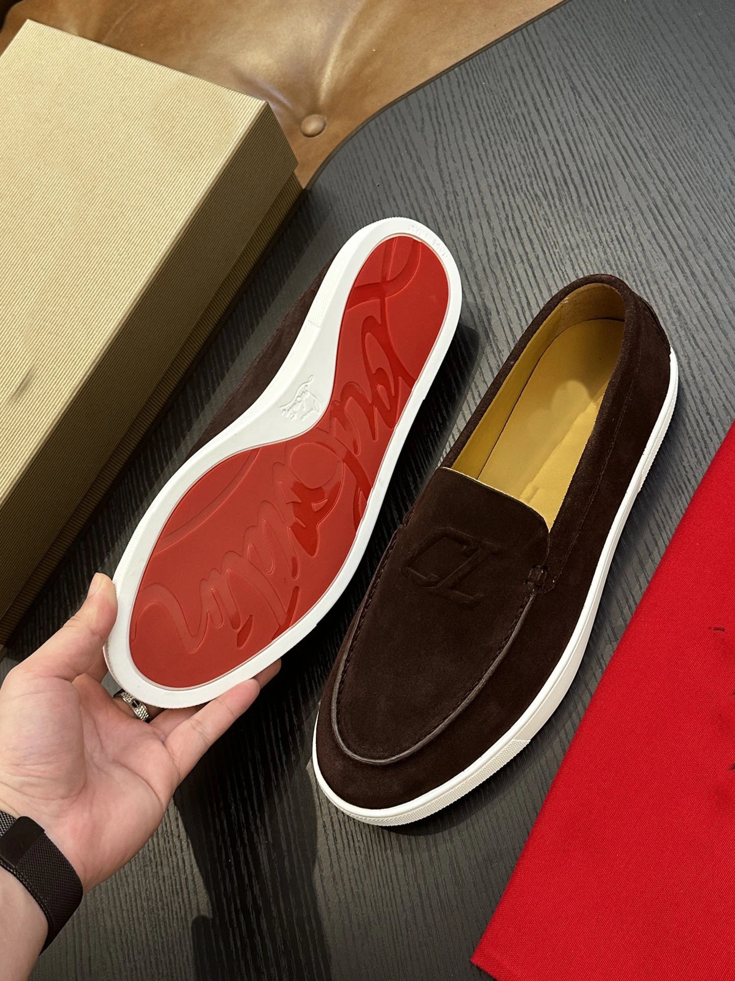 Christian Louboutin Casual Shoes Suede penny loafers with red soles — 3