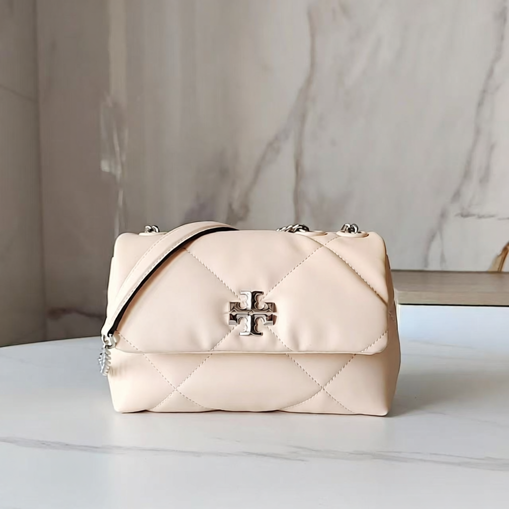 Tory Burch Crossbody Bags Quilted flap chain bag — Nude powder