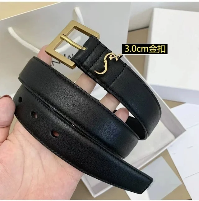 Saint Laurent Belts YSL Monogram Buckle Leather Belt product detail image 4