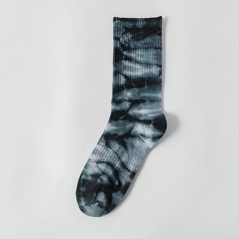 Unbranded Socks Tie-Dye Crew — Black Grey