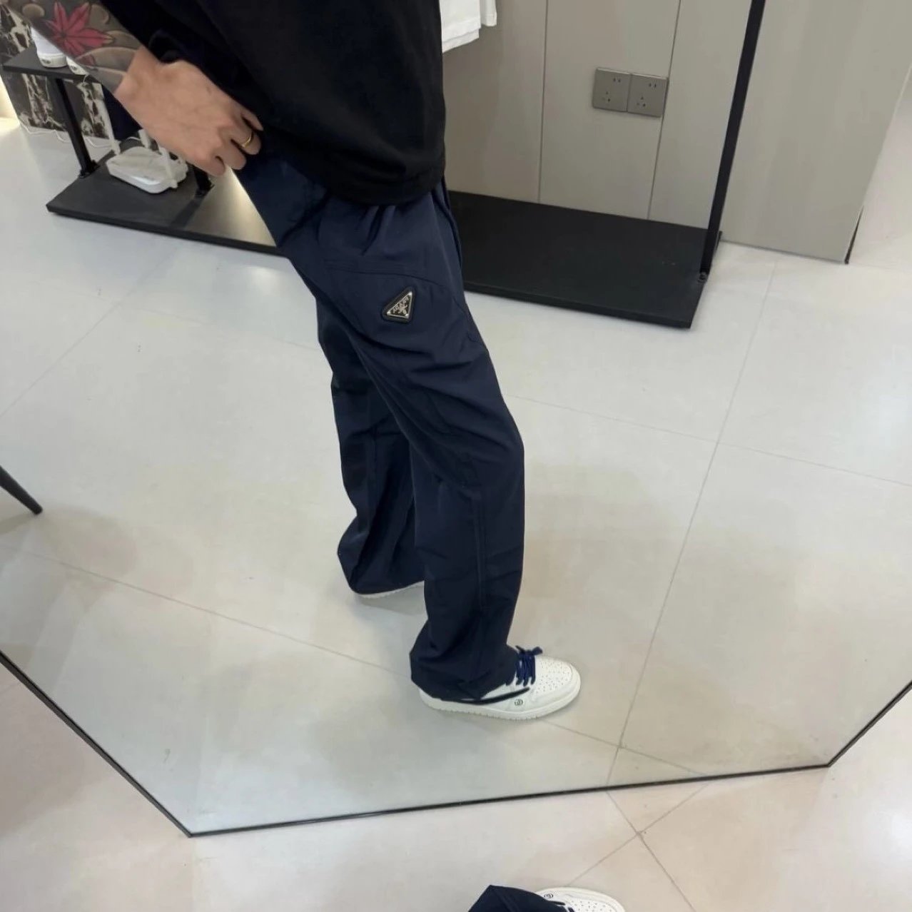 Prada Trousers Elastic-waist drawstring with triangular logo plaque image 4