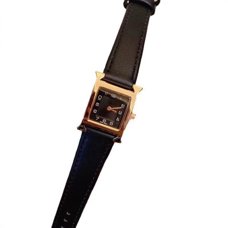 Unbranded Watches Square H-shaped case analog watch with stitched strap image 5