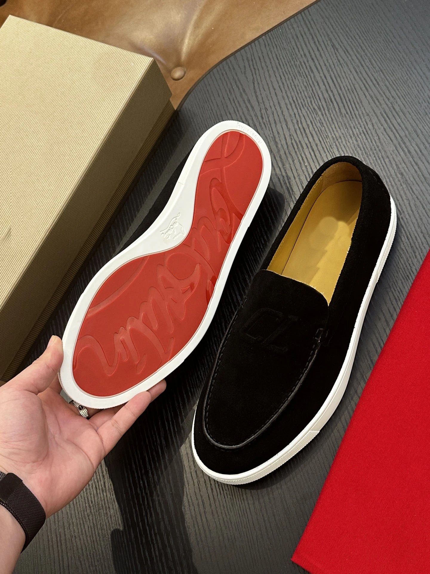 Christian Louboutin Casual Shoes Suede penny loafers with red soles — 2