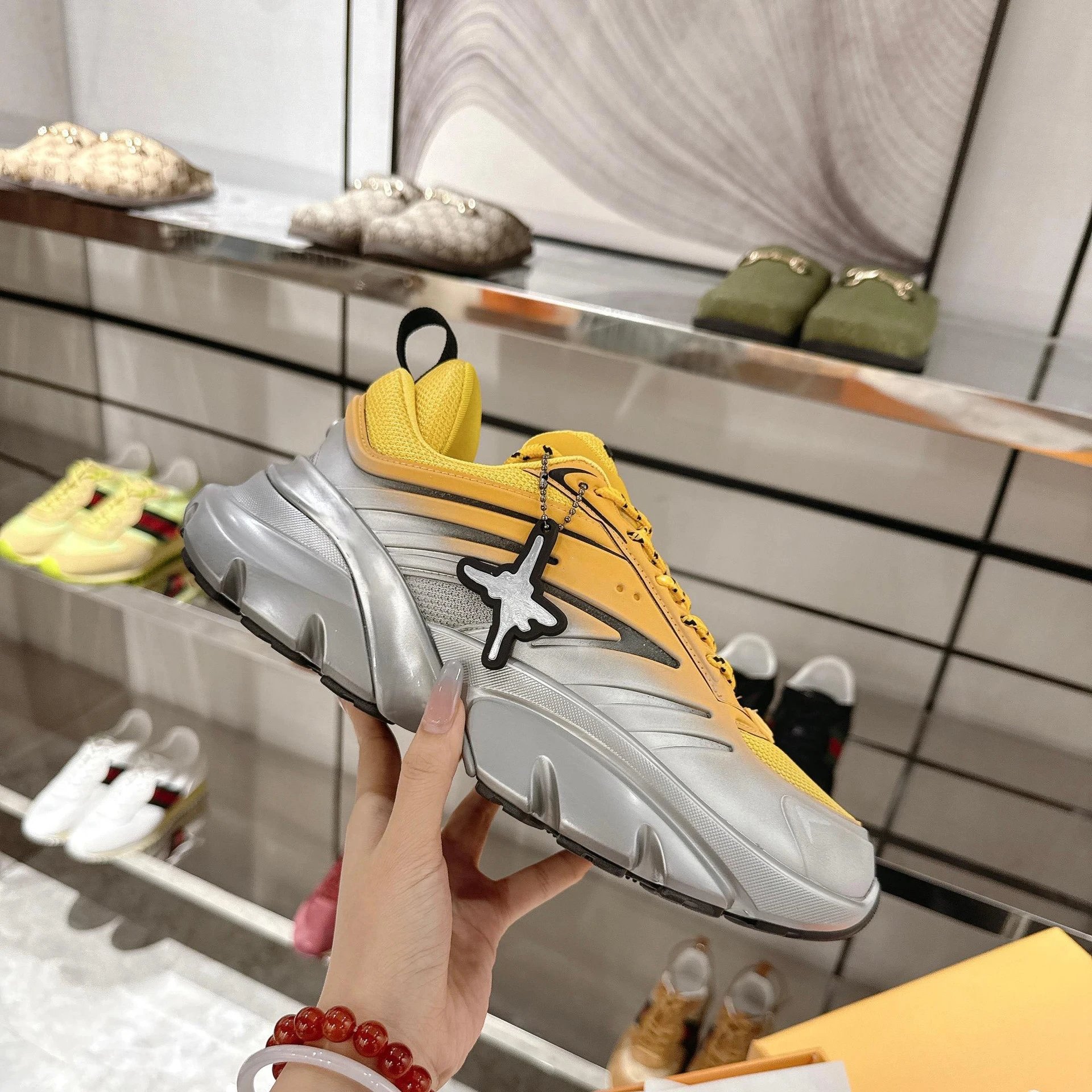 Unbranded Sneakers High-Top Chunky Sole with Mesh Panels and Hanging Charm product image