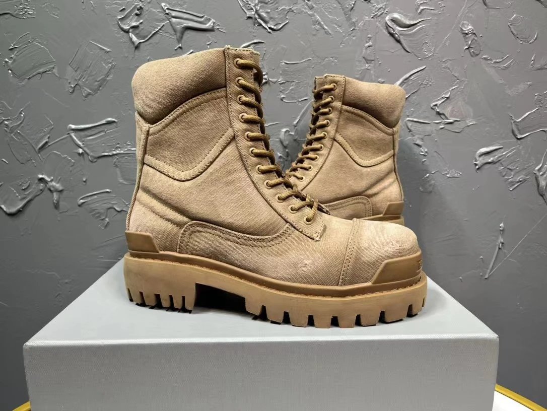 Unbranded Boots Lace-Up Ankle with Lug Soles — camel denim