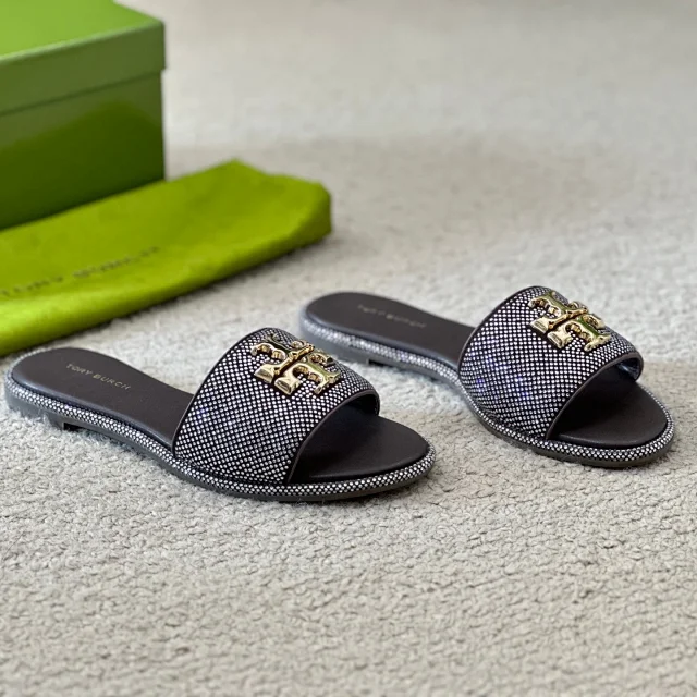 Tory Burch Sandals Rhinestone slide with Double T logo hardware product detail image 12